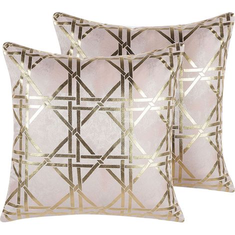 Dekokissen 2er Set CASSIA 45 x 45 cm Rosa Geometrisches Muster (1/5)