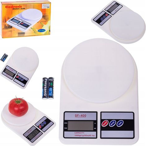 Balanza de cocina de precisión, blanca, 10 kg (1/5)