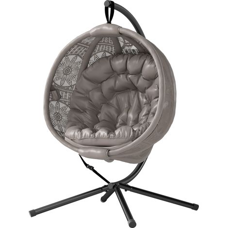 Hängesessel Gartensessel Korbsessel, Boho-Stil, 116 x 125 x 172 cm, Sand + Schwarz