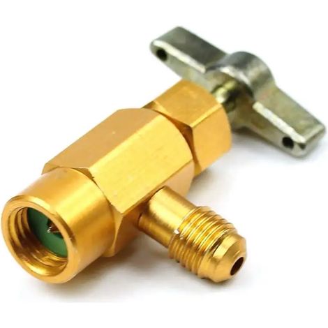 High Quality Liquid Safety Valve R-134a Bottle Opener Adapter 1/4" Air Conditioning Refrigerant Safety Adapter for 1/2" ACME (1/4)