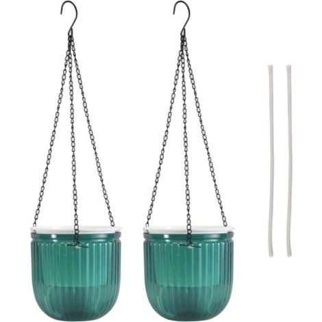 Lot de 2 JardinièRes à Arrosage Automatique pour L'IntéRieur, Pots Fleurs Suspendus, Panier Suspendus L'ExtéRieur 6,5 Pouces (éMeraude) (1/4)