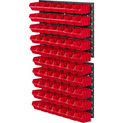 KADAX Werkstattregal, Werkzeugwandregal aus Kunststoff, 58x78 cm, Rot, 70 Stück