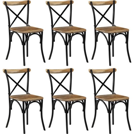 Esszimmerstühle 6 Stk. Schwarz Mango-Massivholz