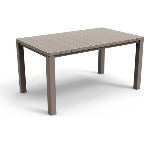 Dmora - Tavolo da esterno Quiliano, Base per picnic, Piano da pranzo da giardino, Banco outdoor multiuso, 147x90 h75 cm, Tortora