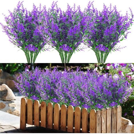 Plante Artificielle Exterieur Decoration Fleurs Artificielles Deco 10 Bouquet Jardin Moderne Extérieur Fleur Artificielle Lavande Artificielle Fausse Plante Interieur Arbuste Artificiel Violet (1/5)