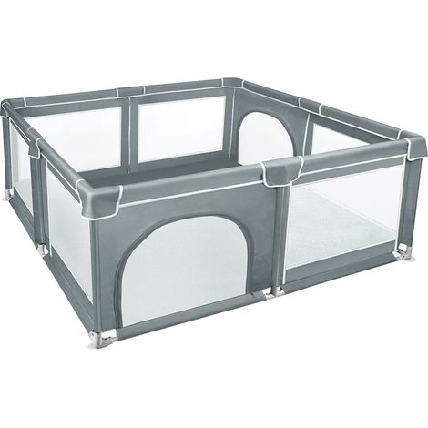 Aqrau Parc Bébé rectangulaire 180 x 150 x 66 Lit bebe parc bebe jusqu'à avec Sac de transport, Gris foncé (1/5)