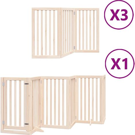 Barrière pour chien porte pliable 15 panneaux bois de peuplier (1/5)