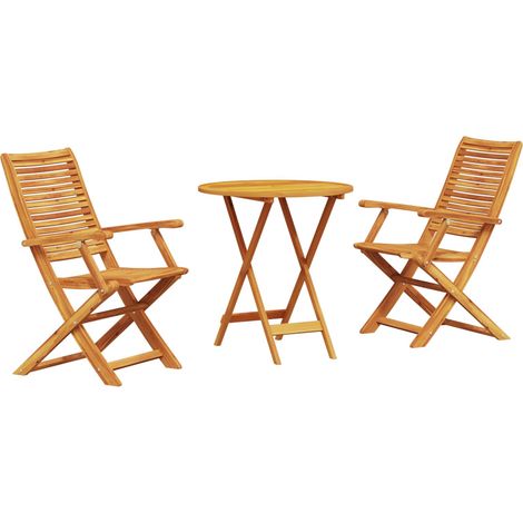 Maison Exclusive - Klapp Bistro Set 3 pcs Braun Massivholz Akazie