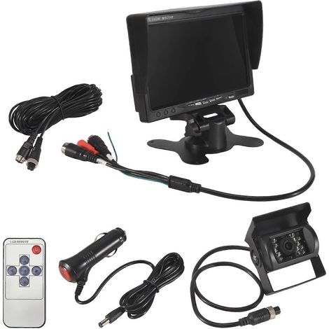 Cámara de visión trasera AHD para coche con monitor para aparcamiento de camiones y remolques, cámara de marcha atrás de 24 V, monitor de coche de 7 pulgadas con imagen de marcha atrás, 6 m (1/5)