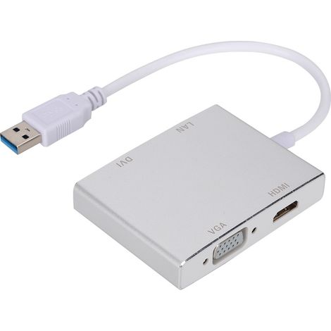 Adaptateur USB 3.0 vers VGA HDMI LAN DVI en Alliage d'Aluminium Multifonction Haute Performance (1/5)