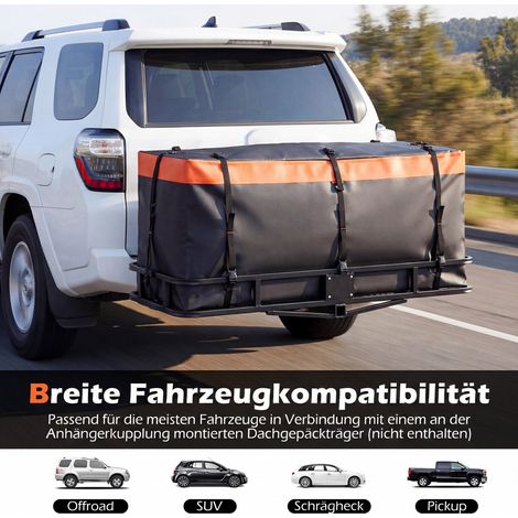 Rear cargo box for towbar, 453L, PVC, waterproof, foldable, reinforced straps, car luggage bag (1/5)