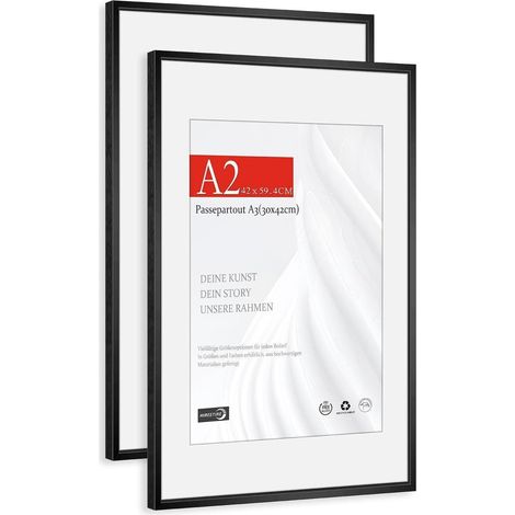 Bilderrahmen Passepartout 30x42cm Alu Schwarz A2(42x59,4cm) 2x (1/5)