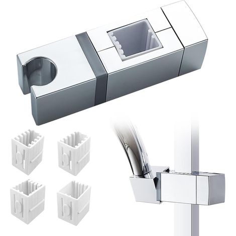 Support de douche réglable, support de pommeau de douche, support de pommeau de douche à fixation par simple pression sans perçage, support de barre coulissante rectangulaire à angle réglable à 360° (1/5)