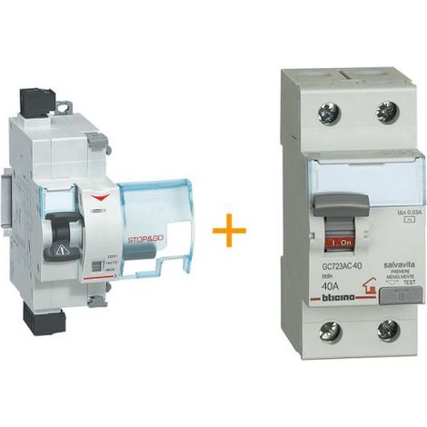 Bticino Salvavita STOP&GO Restart + Interruttore differenziale - F80SG FS80SG + GC723AC40