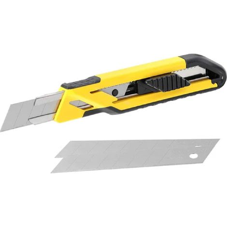 Cutter "STHT10266-1" autobloccante con 1 lama a spezzare da 18 mm montata e 2 lame nel serbatoio