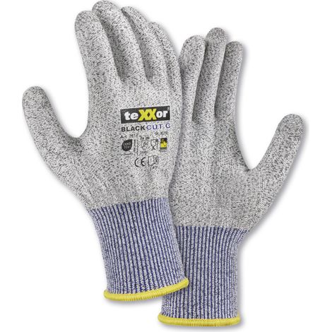 teXXor® Schnittschutz-Strickhandschuhe CUT C ohne Beschicht., Grau-meliert/Blau (1/4)