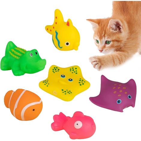 Lot de 6 jouets interactifs colorés pour chat de piscine, jouet aquatique flottant, jouet sensoriel pour chat d'intérieur (1/5)