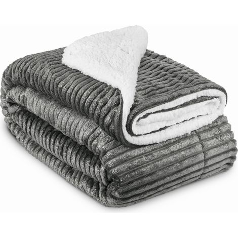 Beautissu Sherpa Kuscheldecke Elisa - Coral Fleece Mikrofaser	Anthrazit, 200cm, 150cm