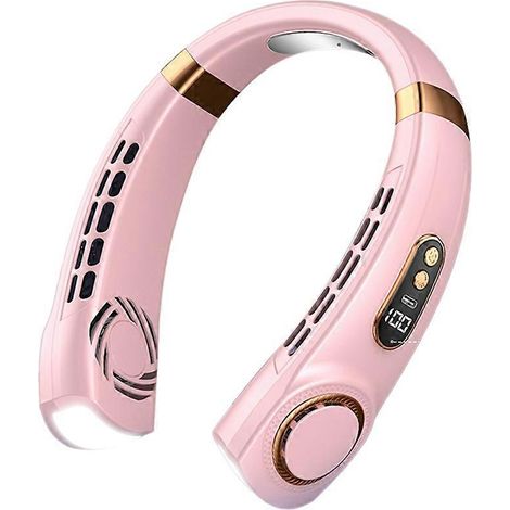 Portable ventilateur de cou rechargeable personnel hand free réglable sans pales pour working traveling bureau rose (1/5)