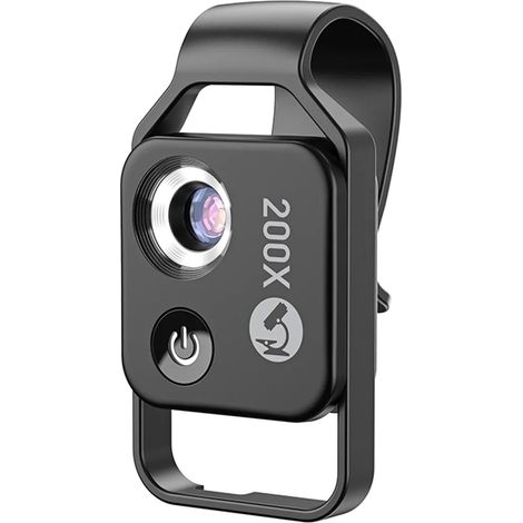 Obiettivo microscopico professionale per smartphone con ingrandimento 200x, clip universale e filtro CPL, ideale per osservare piante, insetti e capelli. (1/5)