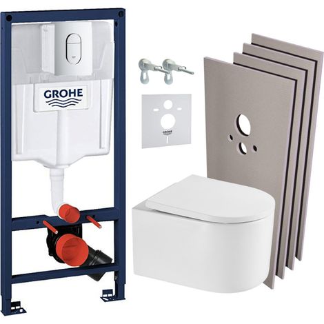 Pack WC Bâti Rapid SL + WC sans bride SAT Vortex + Abattant SoftClose + Plaque chrome + Set d'habillage (ARENADELANOTQSB)