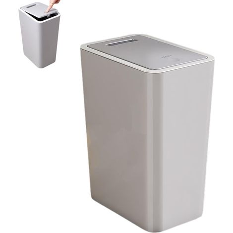 10L Mülleimer Bad Küche schmal mit Deckel geruchsdicht grau (1/5)