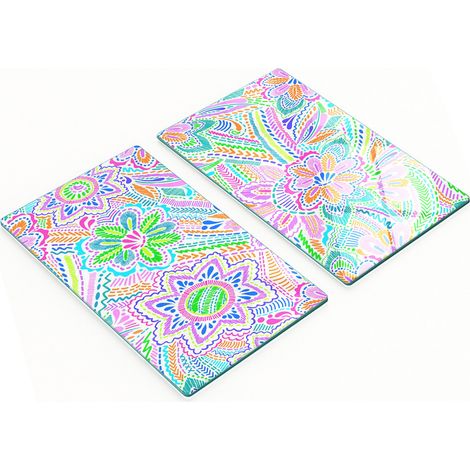 Küchenservierbretter aus Glas mit grafischem Blumenmuster, 2 x 30 x 52 cm (1/5)