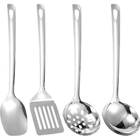 4 Pièces Ustensiles Cuisine Inox Comprend Louche à Soupe Retourneur à Fentes Cuillère à Fente Spatule Inox PIECES DETACHEES CUISSON (1/5)