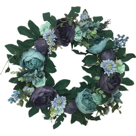 Couronne de Fleurs Pivoine pour Porte Décoration Murale Fausses Fleurs Suspendues Ornements (1/5)