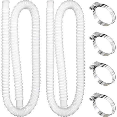 Tuyau Piscine 32mm, 2 Pièces 1m Tuyaux de Rechange pour Piscine Hors Sol avec 4 Pinces Métalliques Tuyau Aspiration Pompe de Remplacement de Pompe de Filtre de Piscine (1/5)