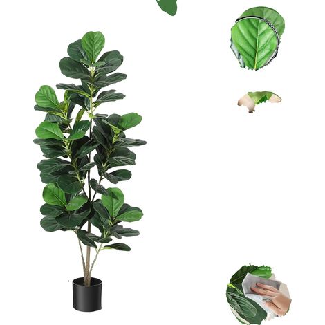 Figuier à feuilles de violon, Design réaliste, Utilisation intérieure et extérieure, 60IN (1/2)