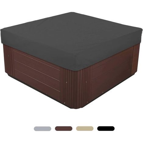Universelle, UV-beständige und strapazierfähige quadratische Whirlpoolabdeckung aus 210D Oxford-Gewebe für Gartenmöbel und Schwimmbecken, Schwarz, 228 x 228 x 30 cm (1/5)