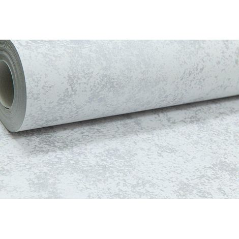 Rasch Industrial Concrete Texture Plain Light Grey Metallic Silver Wallpaper