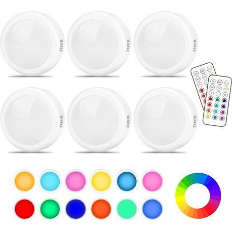 6 Lampe Placard,LED RGB 13 Couleurs,Luminosité Réglable,Télécommande,Cuisine Chambre (1/5)