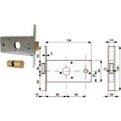 2PZ SERRATURA INFILARE FASCE CATEN. 1 MANDATA SCROCCO MM.64 H 288602 MM.60