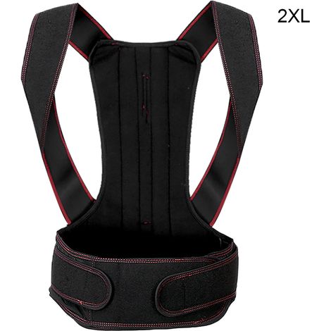 Lot 2XL rouge - Correcteur de posture réglable unisexe, ceinture de soutien dorsal anti-voûte, maintien de la colonne vertébrale. (1/5)