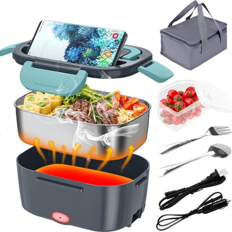 Boîte à déjeuner électrique 80 W - Chauffage thermique - Boîtes à déjeuner pour adultes avec sac à déjeuner isotherme, 1,5 L, étanches (1/5)