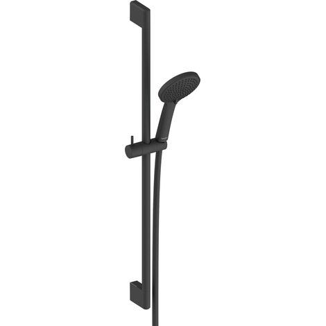 Set doccia Duravit Universal 700 mm, con 3 tipi di getto (Rain, Intense Rain, Soft Rain), doccetta regolabile in altezza e flessibile doccia con protezione antitorsione, Nero opaco (1/2)