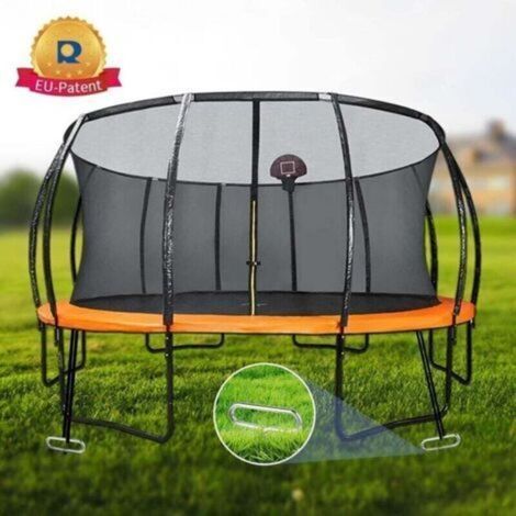 Kit d'ancrage au Sol 4 pièces pour Trampoline, balançoire, Chevilles d'ancrage en Spirale avec Sangles, Ancres de Trampoline, Chevilles d'ancrage en Acier (1/3)
