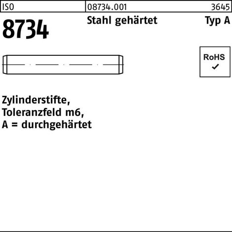 ISO 8734 Zylinderstifte Stahl 6 m6 x 24 -A S 200 Stk (1/2)