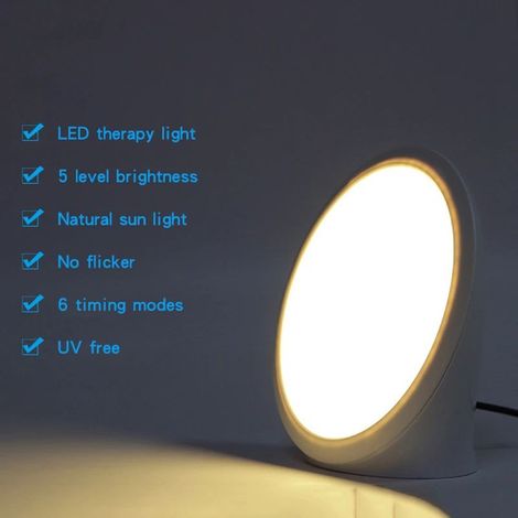 Lampe de lumière du jour, lampe de luminothérapie avec fonction mémoire, 3 couleurs de lumière et 5 intensités lumineuses réglables, lampe à spectre complet sans UV (10 000 lux à 30 cm) (1/5)