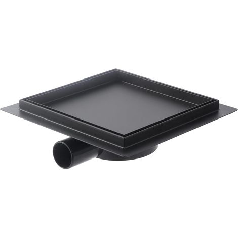 Siphon de douche carré 15 x 15 cm en acier inoxydable - Carrelage - Siphon avec filtre à cheveux et arrêt anti-odeurs - Pivotant à 360° - Pour douches au sol (1/5)