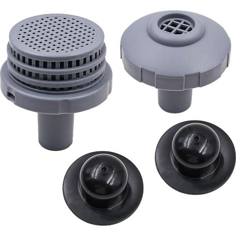 Lot de 2 Kit de connecteur de piscine, connecteur d'eau de piscine, connecteur d'eau, avec buse d'entrée, grille de sortie, bouchon de trou de 3,2 cm (1/5)