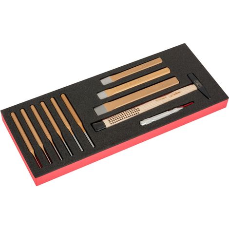 Bahco Fit&Go 1/3 Schaumstoffeinlage Satz Hammer/Flachmeißel/Splintentreiber - 11-tlg. (1/5)