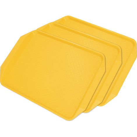 Lot de 3 plateaux rectangulaires épais à anses, jaunes, pour hôtel, restaurant chinois, self-service et restauration rapide (1/5)