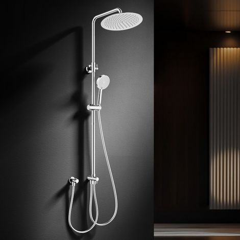 Regendusche Duschsystem ohne Armatur, 300mm Rund Regendusche Edelstahl Duschset, Höhenverstellbar, 3 Strahlarten Duschkopf, Duschsystem, Duschsäule Duschset für Dusche (1/5)