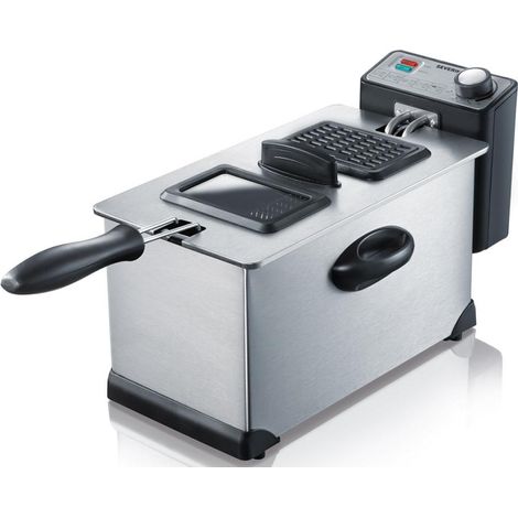 Severin – Friteuse électrique 2000 W – Cuve inox 3 L – Thermostat réglable jusqu'à 190 °C – Indicateur lumineux – Système de filtre à graisse (1/10)