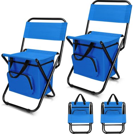Sedia da campeggio pieghevole - Sedia da pesca pieghevole - 1 pezzo - Sedia compatta con schienale e borsa termica - Blu (1 pezzo) (1/5)