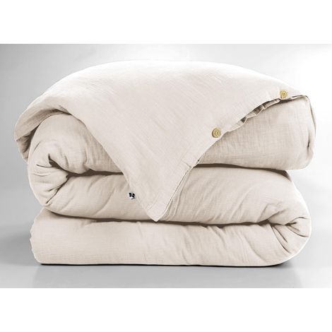 Housse de couette 1 pers 140 x 200 cm double gaze de coton Gaïa Pampa (1/3)