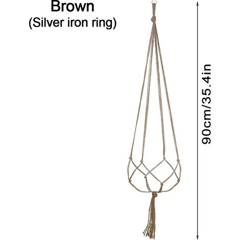 (Marron) Pot de fleurs suspendu, panier suspendu, vase avec crochet, jardinière suspendue créative en macramé pour pot de fleurs suspendu. (1/4)
